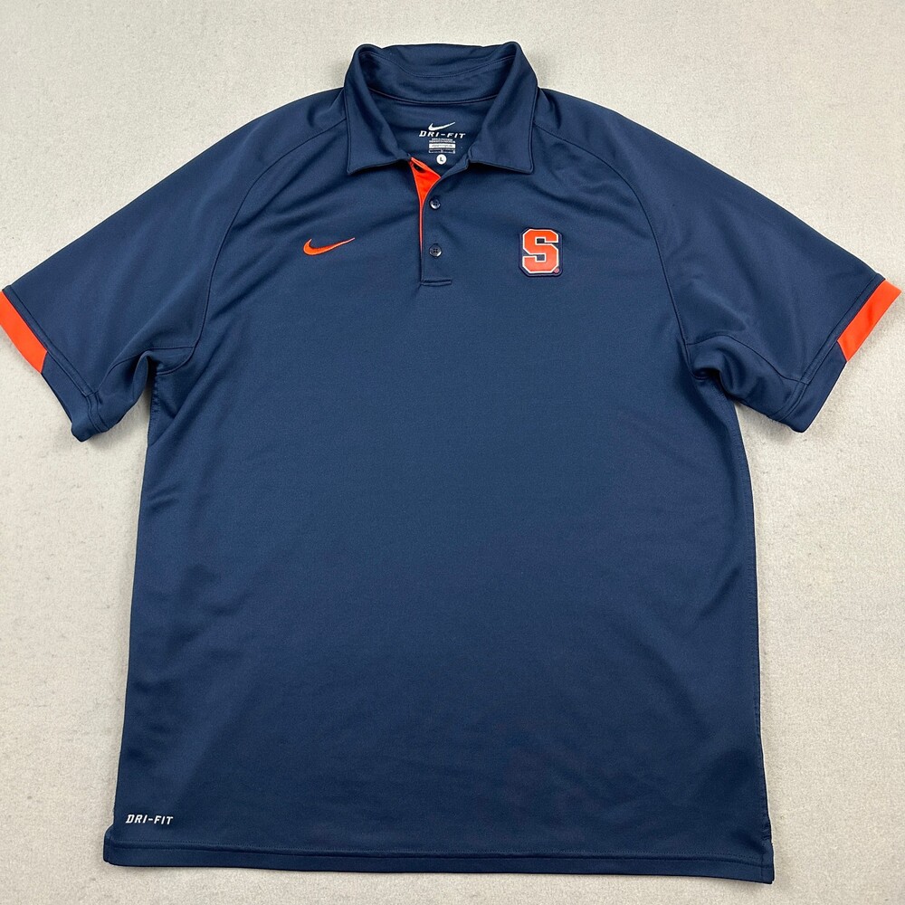 Syracuse Orange Shirt Men Large Blue Nike NCAA Dri Fit Polo Basketball NCAA L